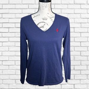 Ralph Lauren Blue Fitted Long Sleeve Blouse